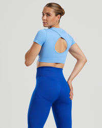 Motion Seamless Short Sleeve Crop Top | Sky Blue