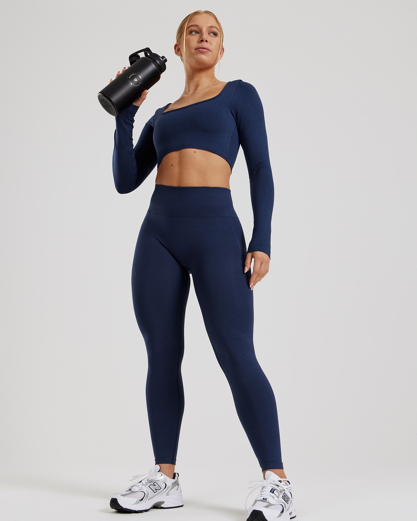 Define 2.0 Seamless Long Sleeve Built-In Bra Top | Sapphire Blue