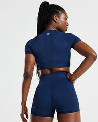 Power Seamless Short Sleeve Crop Top | Sapphire Blue