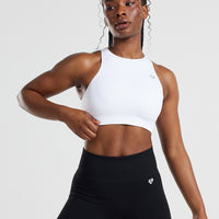 Power Seamless High Neck Bra | White