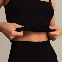Smooth Contour Midi Square Neck Tank | Black