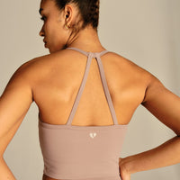 Essential Built-In Bra Crop Tank Top | Mauve Taupe