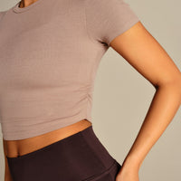 Comfort Ribbed Cropped T-Shirt | Mauve Taupe