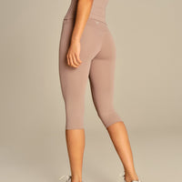 Essential High Waist Capri Leggings | Mauve Taupe
