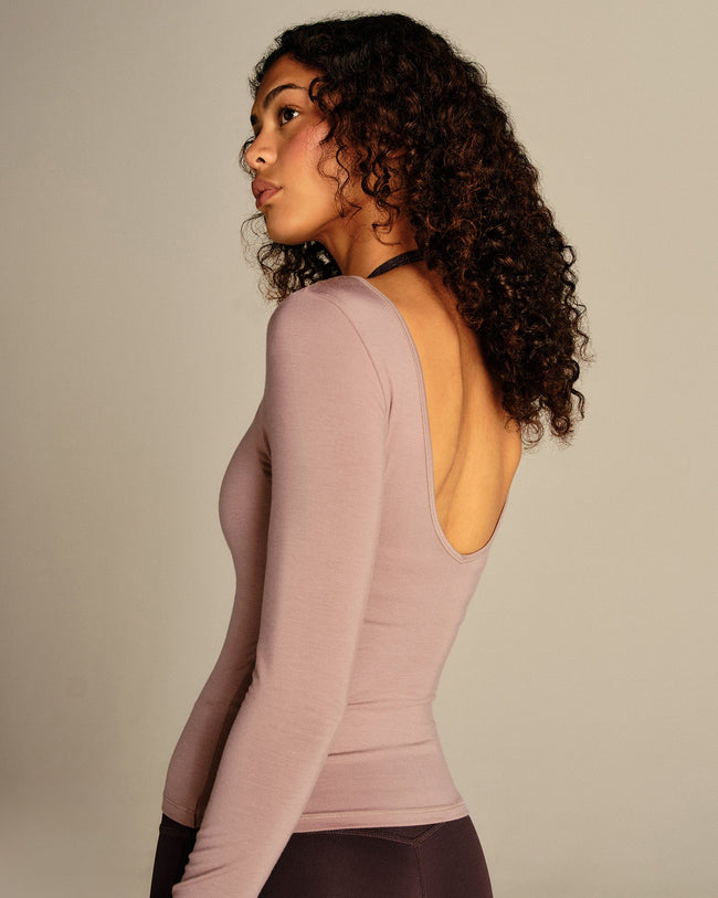 Smooth Contour Long Sleeve Reversible T-Shirt | Mauve Taupe