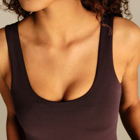 Essential Built-In Bra Scoop Back Tank | Cafe Noir