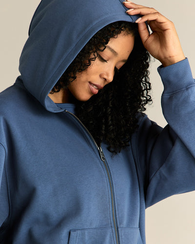 Comfort Lightweight Oversized Zip Up Hoodie | Blueberry