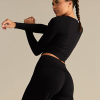 Cotton Contour Long Sleeve T-Shirt | Black