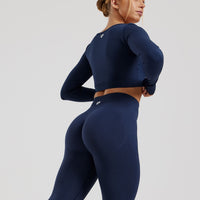 Define 2.0 Seamless Long Sleeve Built-In Bra Top | Sapphire Blue