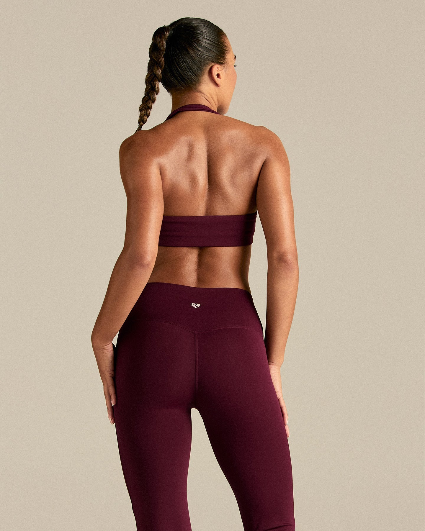 Essential Twist Front Halter Bra | Merlot