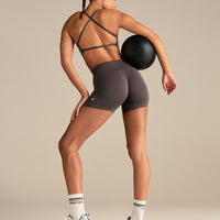 Define 2.0 High Waist Scrunch Shorts 4" | Slate Grey