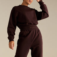 Comfort Outdoor Cropped Crew Neck | Cafe Noir