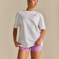 Comfort Summer Lifting Club Oversized T-Shirt | White/Vivid Orchid