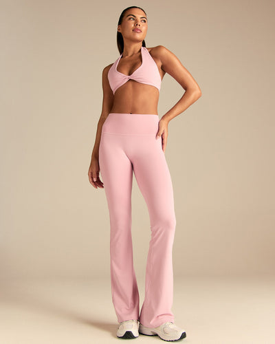 Essential Twist Front Halter Bra | Sweet Pink