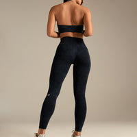 Power Seamless Halter Neck Bra | Washed Black