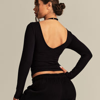 Smooth Contour Long Sleeve Reversible T-Shirt | Black