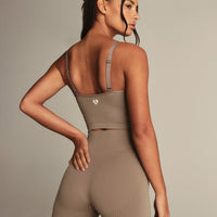 Power Seamless Built-In Bra Tank | Taupe Grey