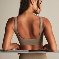 Power Seamless Open Back Mini Bra | Taupe Grey