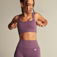 Power Seamless Open Back Mini Bra | Dusk Plum