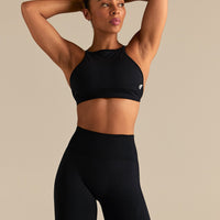 Define 2.0 Seamless High Neck Backless Bra | Black