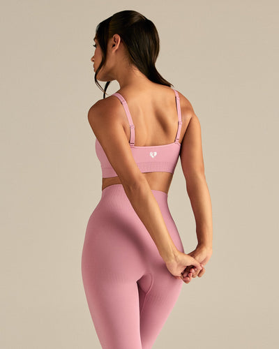 Power Seamless Zip Front Bra | Blush Pink