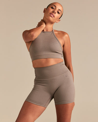 Motion Seamless Racer Front Bra | Taupe Grey