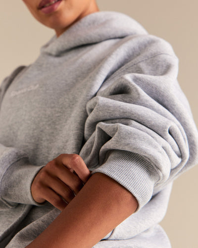 Comfort Oversized Sports Club Hoodie | Silver Grey Marl