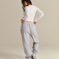 Smooth Contour Midi Crew Neck Long Sleeve T-Shirt | White