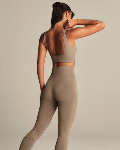 Power Seamless Open Back Mini Bra | Taupe Grey