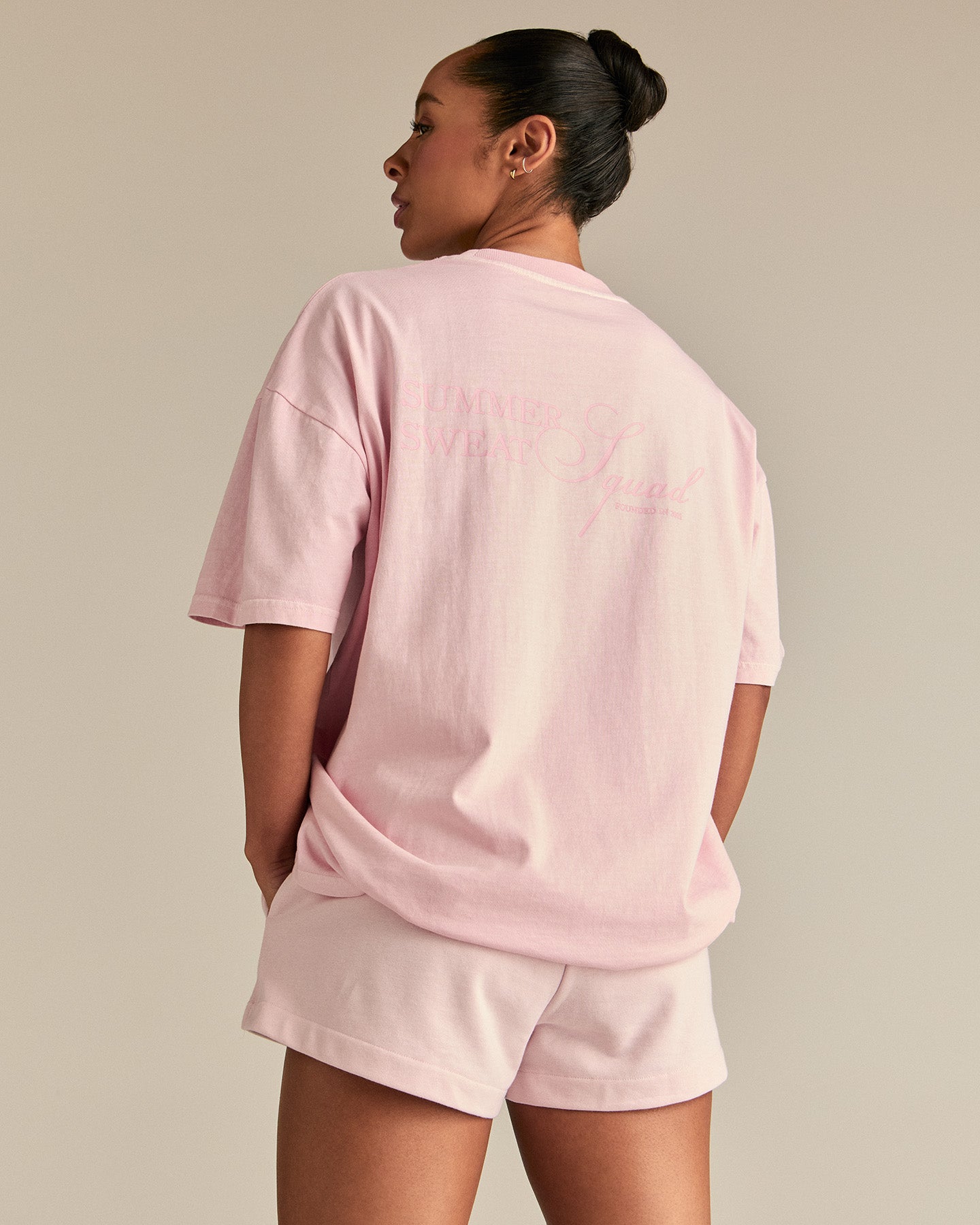 Comfort Summer Sweat Squad Graphic T-Shirt | Vintage Ballet Pink