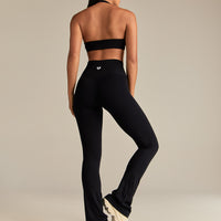 Essential Twist Front Halter Bra | Black