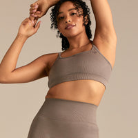 Motion Seamless Straight Neck Bra | Taupe Grey