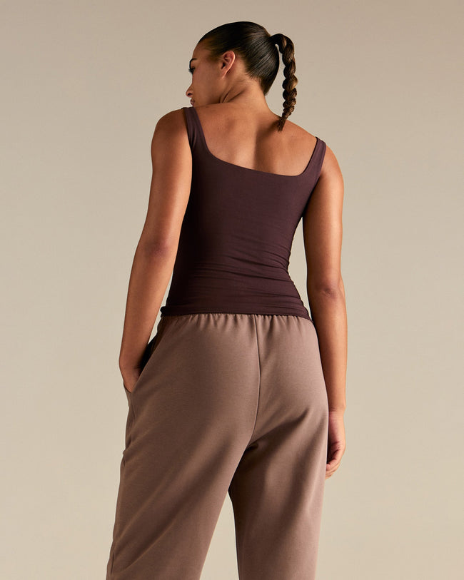 Smooth Contour Midi Square Neck Tank | Cafe Noir