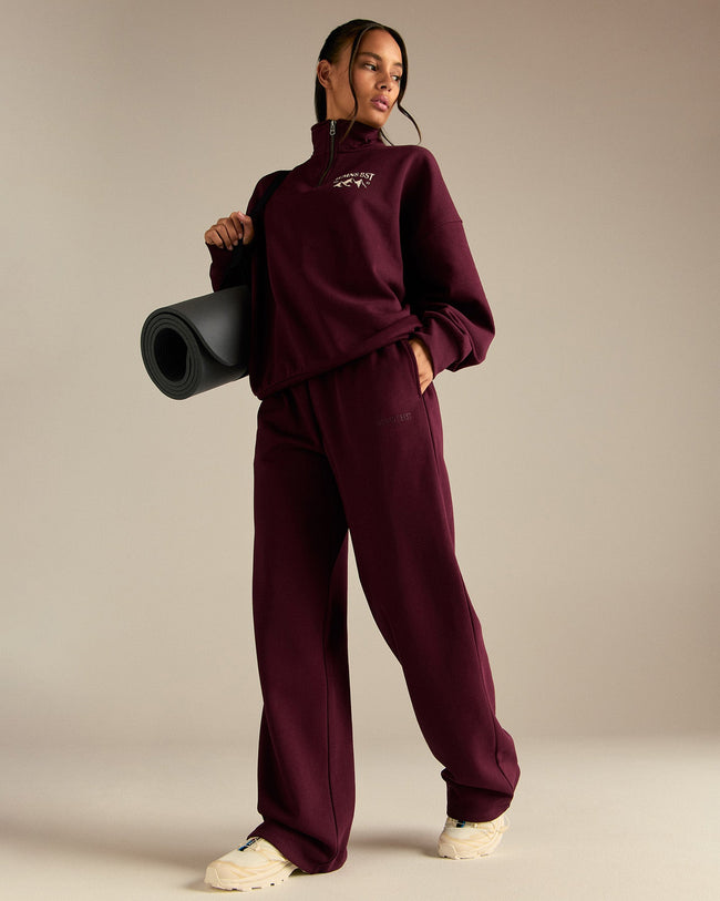 Comfort Cozy Straight Leg Joggers | Merlot