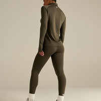Lightweight Seamless 1/4 Zip Long Sleeve Top | Dark Olive