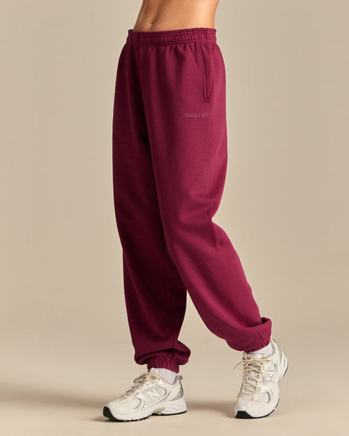 Comfort Mid Waist Cuffed Hem Joggers | Deep Berry