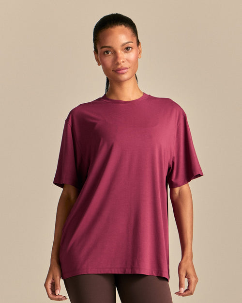 Comfort Oversized Hook Up T-Shirt | Deep Berry