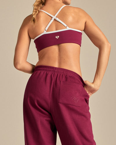 Comfort Mid Waist Cuffed Hem Joggers | Deep Berry (4/6)