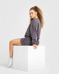 Comfort Cropped Crew Neck | Charcoal