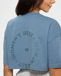 Comfort Oversized Cropped Short Sleeve T-Shirt | Smoke Blue