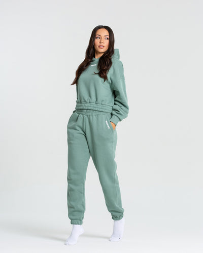 Green and sale white joggers