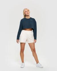 Comfort Oversized Cropped Long Sleeve T-Shirt | Sapphire Blue