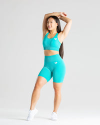 Power Seamless Cycling Shorts | Ceramic Turquoise