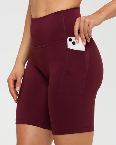 Essential Cycling Shorts with Pockets | Dark Cherry