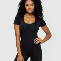Essential Short Sleeve Unitard | Black